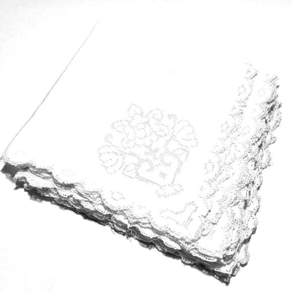 Set of 10 All-Cotton Dinner Napkins with Open Work - Picture 1 of 7
